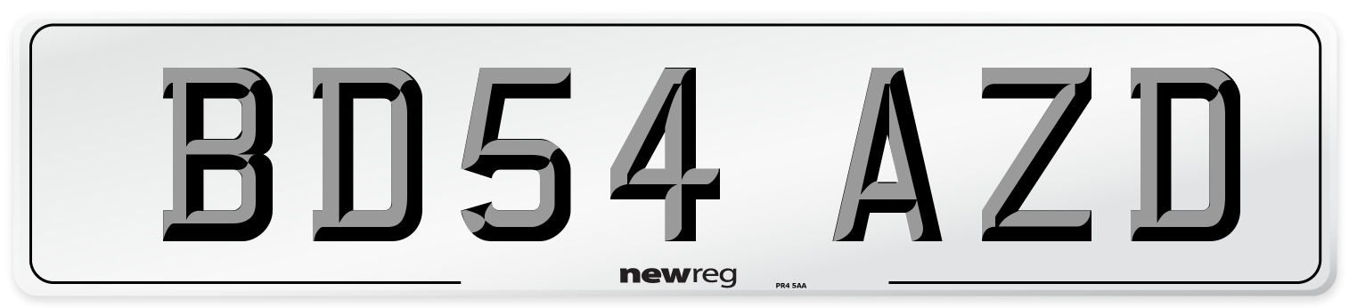 BD54 AZD Number Plate from New Reg